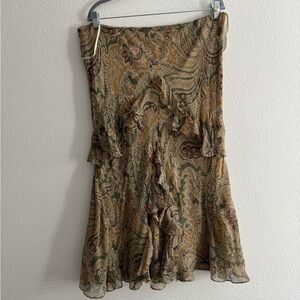 Vintage Lauren Ralph Lauren 100% Silk Ruffle Paisley Earthy Ethereal Fairy skirt